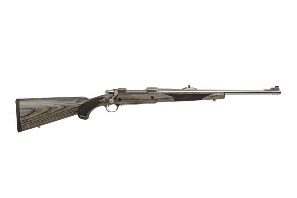 Ruger M77 Alaskan Bush — 35 Whelen, 20″ Brushed Stainless / Black & Gray Laminate