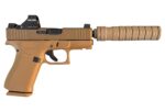 Glock 43X Custom Shark Puppy 9mm FDE W/ Holosun 407K & JK 105 CCX Silencer / Suppressor Combo - View 2