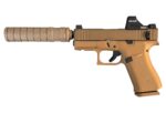 Glock 43X Custom Shark Puppy 9mm FDE W/ Holosun 407K & JK 105 CCX Silencer / Suppressor Combo - View 3