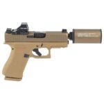 Glock 43X 9mm FDE W/ Holosun 407K & Hush Puppy Project Model 2 Silencer / Suppressor Combo - View 1
