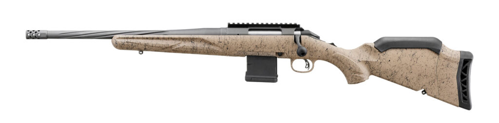 Ruger Left Hand American Ranch Gen 2 FDE Splatter 300 Blackout 16″ Threaded Barrel 46959