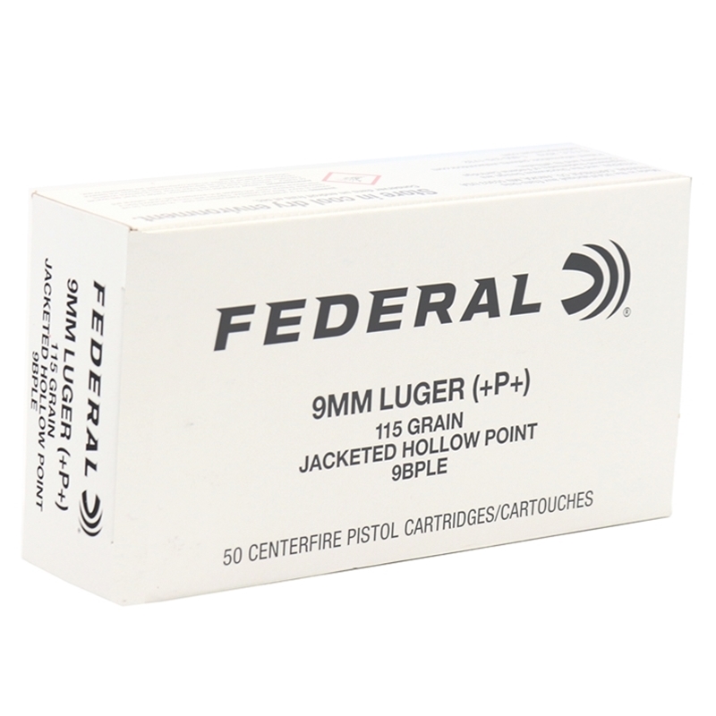Federal 9BPLE 9mm +P+ Ammo 115 grain JHP Case of 1000 Rounds