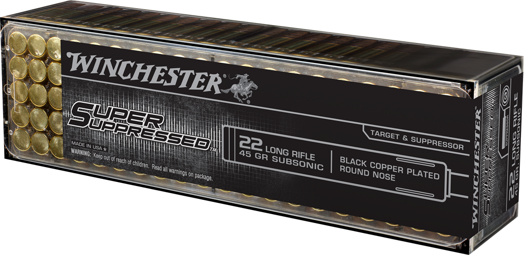 Winchester Super Suppressed Subsonic 22 LR Ammo 45 grain Plated Round Nose Case of 2000 Rounds SUP22LR