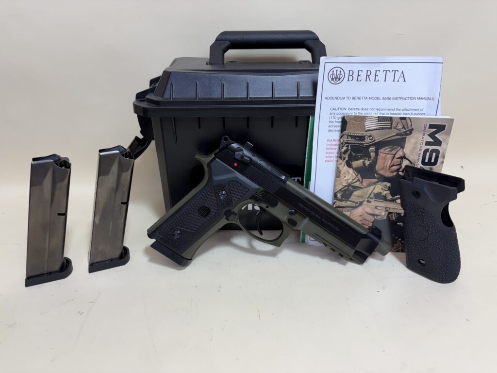 Beretta M9A3 9mm Pistol – OD Green Frame, Threaded Barrel, Tactical Rail Package