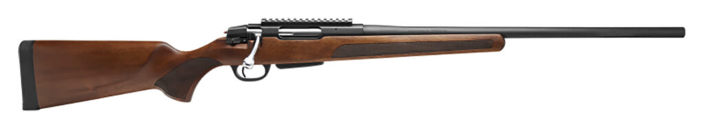 Stevens 18839 334  Full Size 243 Win 3+1 20″ Button Rifled Carbon Steel Barrel, Matte Black Carbon Steel Receiver w/Integrated Recoil Lug, Turkish Walnut Stock, Scope Mount, Right Hand