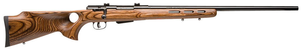 Savage Arms 19142 25 Lightweight Varminter-T Full Size 222 Rem 4+1 24″ Matte Black Heavy Barrel, Matte Black Carbon Steel Receiver Drilled & Tapped, Satin Brown Thumbhole Laminate Stock, Right Hand