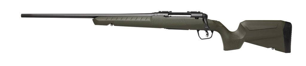 Savage Arms 32130 Axis 2 Compact 7mm-08 Rem 4+1 20″ Matte Black Heavy Sporter Barrel, Matte Black Drilled & Tapped Carbon Steel Receiver, Fixed OD Green Synthetic Stock, Left Hand