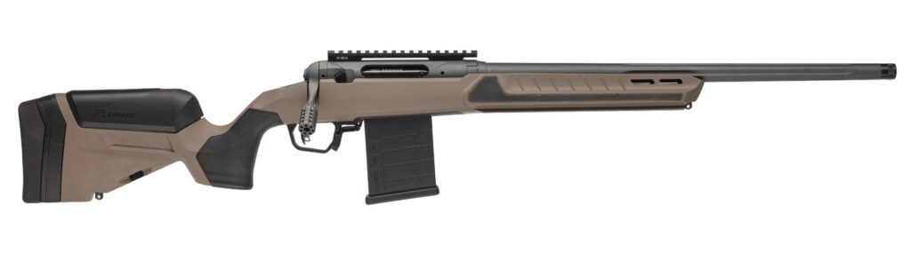 Savage Arms 32672 110 Core Tactical 6.5 Creedmoor 10+1 24″ Medium Heavy Fluted Barrel, Arca Rail Forend, Coyote Tan AccuStock w/AccuFit V2 Synthetic Stock, Right Hand