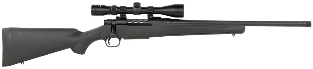 Mossberg 28212 Patriot  Full Size 400 Legend 4+1 20″ Matte Blued Fluted Threaded Barrel, Drilled & Tapped Matte Blued Stainless Steel Receiver, Black Fixed Synthetic Stock 3-9x40mm Duplex, Right Hand