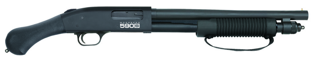 Mossberg 51601 590S Shockwave 12 Gauge Pump 3″ 8+1 14.38″ Matte Blued Steel Barrel, Black Anodized Receiver, Black Raptor Birdshead Grip
