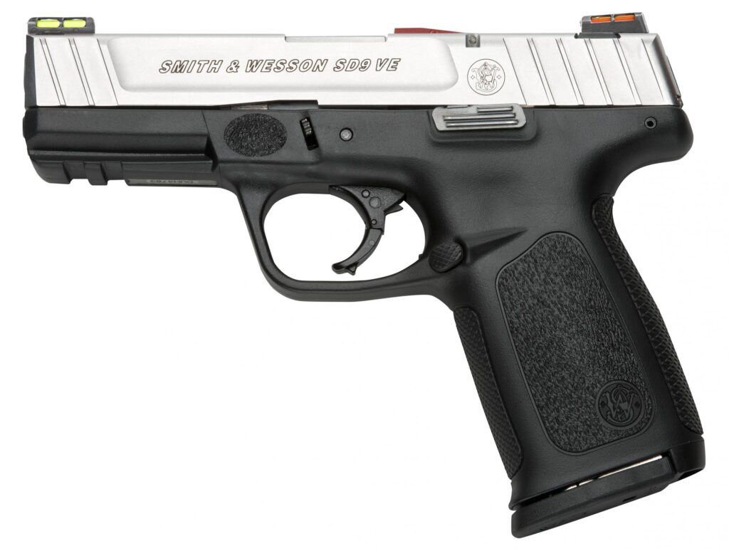 SMITH AND WESSON SD9VE 9MM 10+1 4″ SS HI-VIZ