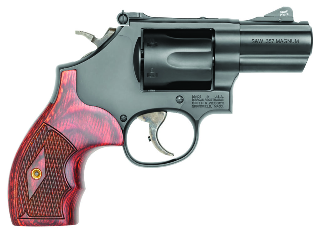 Smith & Wesson 13323 Model 19 Performance Center Carry Comp 357 Mag or 38 S&W Spl +P Blued Carbon Steel 2.50″ PowerPort  Barrel, 6rd Cylinder & K-Frame, Tritium Front Night Sight, Custom Wood Grip