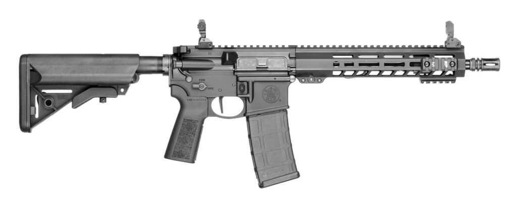 Smith & Wesson 13623 M&P 15T SBR 5.56 NATO 30+1 10.50″ Black Armornite Barrel, Black Hardcoat Anodize Aluminum Receiver w/Picatinny Rail, M-LOK Handguard, B5 SOPMOD Black Polymer Stock, B5 P Type 23 G