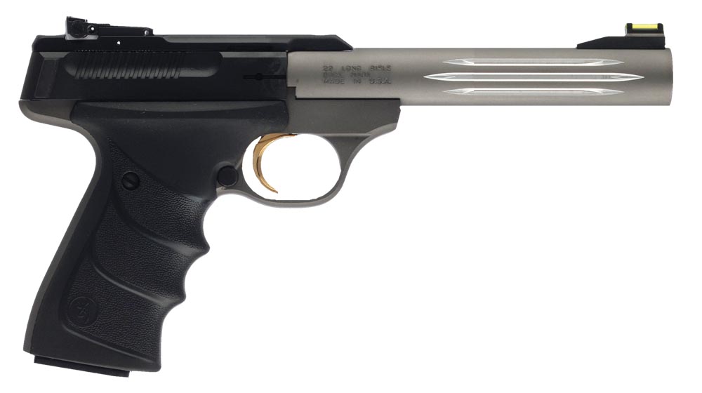 Browning 051461490 Buck Mark Lite *CA Compliant 22 LR 10+1 5.50″ Matte Gray Fluted Barrel, Serrated Steel Slide, Matte Gray Aluminum Frame & Black Ultragrip RX Grips