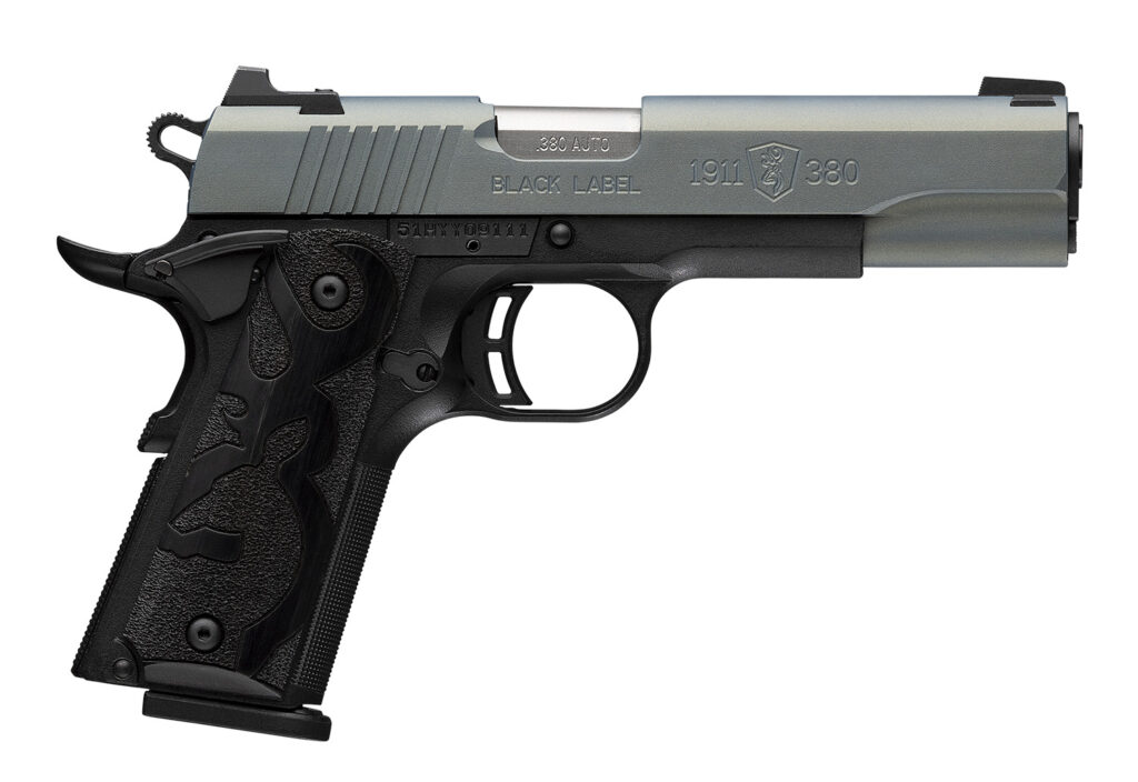 Browning 051992492 1911 Black Label Full Size Frame 380 ACP 8+1 4.25″ Matte Stainless Steel Barrel, Northern Lights Cerakote Serrated Steel Slide, Matte Black Polymer Frame, Black Polymer Grip
