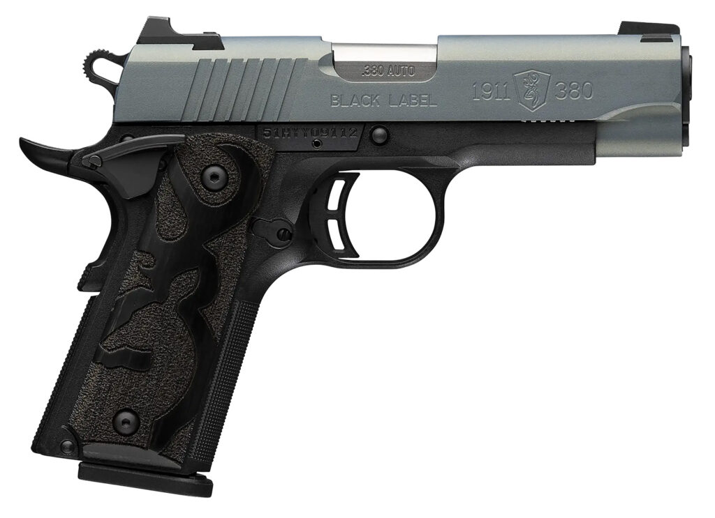 Browning 051993492 1911 Black Label Compact Frame 380 ACP 8+1 3.63″ Matte Stainless Steel Barrel, Northern Lights Cerakote Serrated Steel Slide, Matte Black Polymer Frame, Black Polymer Grip