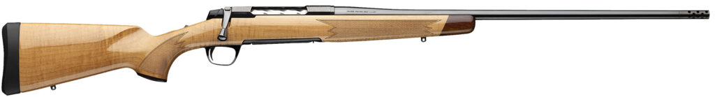 Browning 036080229 X-Bolt 2 Medallion 300 Win Mag 3+1 26″ Blue Polished Threaded Barrel & Drilled & Tapped Carbon Steel Receiver, Fixed Gloss AAAA Maple Wood Stock, Radial Muzzle Brake
