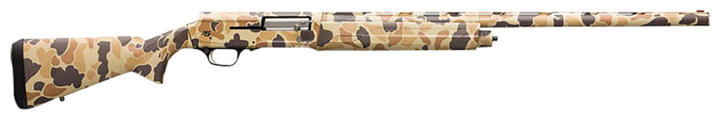 Browning 0119082005 A5  12 Gauge 26″ Barrel 3.5″ 4+1 Full Coverage Vintage Tan Camo, Textured Synthetic Stock With Close Radius Pistol Grip