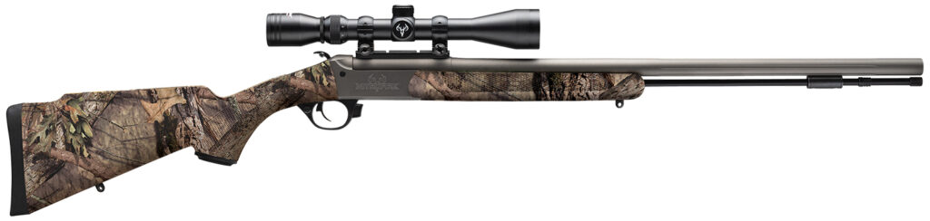 Traditions CR5841104416 NitroFire w/Scope 50 Cal 209 Primer 26″ Gray Cerakote Fluted & Tapered Barrel, Drilled & Tapped Receiver, Mossy Oak Break-Up Country Fixed Synthetic Stock, 3-9x40mm Duplex