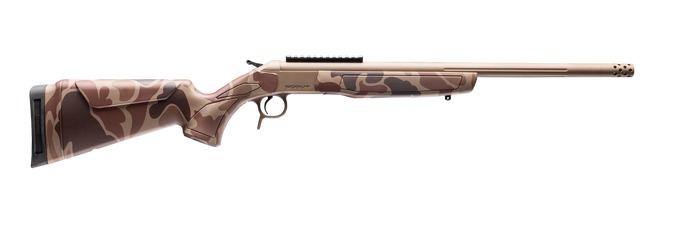 CVA CR4434DC Cascade Takedown 223 Rem 1rd 20″ Flat Dark Earth Cerakote Stainless Steel Threaded Barrel & Receiver w/Picatinny Rail, Duck Camo Synthetic Stock