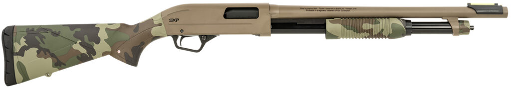 Winchester Repeating Arms 512435395 SXP Defender 12 Gauge 3″ 5+1 (2.75″) 18″ Barrel, FDE Drilled & Tapped Rec, Woodland Camo Textured Stock, Tactical  Ribbed Forearm, Inflex Recoil Pad