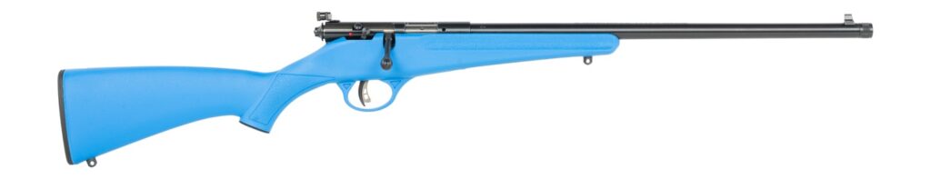 Savage Arms  Rascal F-SR 22 LR 1rd 16.13″ Matte Black Single Shot Threaded Barrel, Blue Synthetic Stock, Right Hand