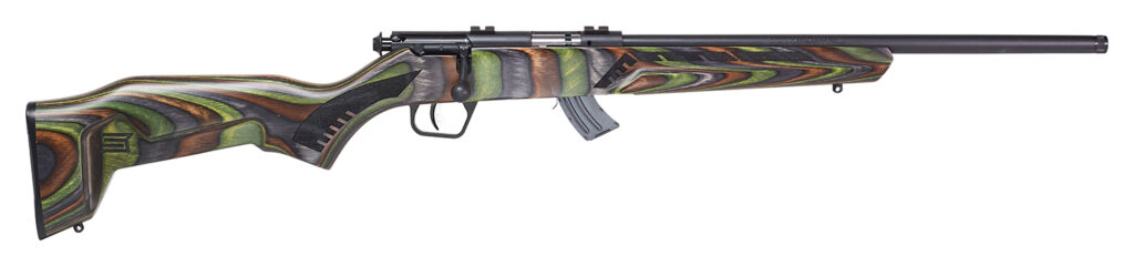 Savage Arms 26736 Mark II Minimalist Full Size 22 LR 10+1 18″ Matte Black Threaded Barrel, Matte Black Drilled & Tapped Carbon Steel Receiver, Green Boyd’s Minimalist Laminate Stock, Right Hand