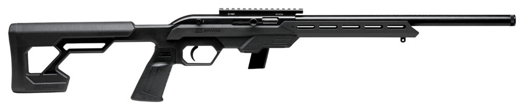 Savage Arms 45114 64 Precision Full Size 22 LR 10+1 16.50″ Matte Black Heavy Threaded Barrel, Matte Black Picatinny Rail Carbon Steel Receiver, M-LOK Handguard, Black Chassis Synthetic Stock, Black Po