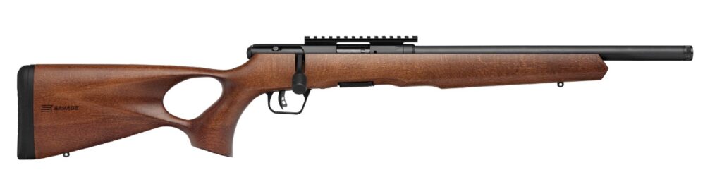 SAVAGE ARMS B22 22LR BLK/WOOD 18″ THD