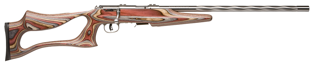 Savage Arms 92750 93 BSEV Full Size 22 WMR 5+1 21″ Matte Heavy Spiral Fluted Barrel, Matte Stainless Steel Drilled & Tapped Receiver, Royal Jacaranda Thumbhole Laminate Stock, Right Hand