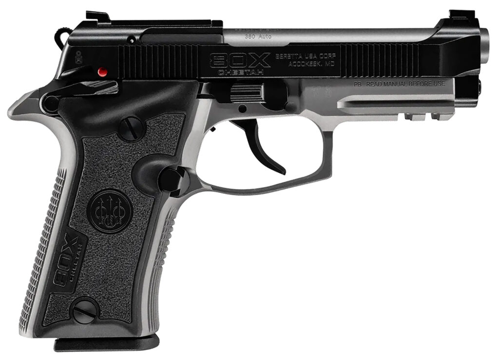 Beretta USA SPEC0716A 80X Cheetah Micro-Compact Frame 380 ACP 13+1 3.90″ Stainless Barrel, Black Stainless Steel Optic Ready/Serrated Slide, Gray Aluminum Frame w/Picatinny Rail, Black Vertec Grip