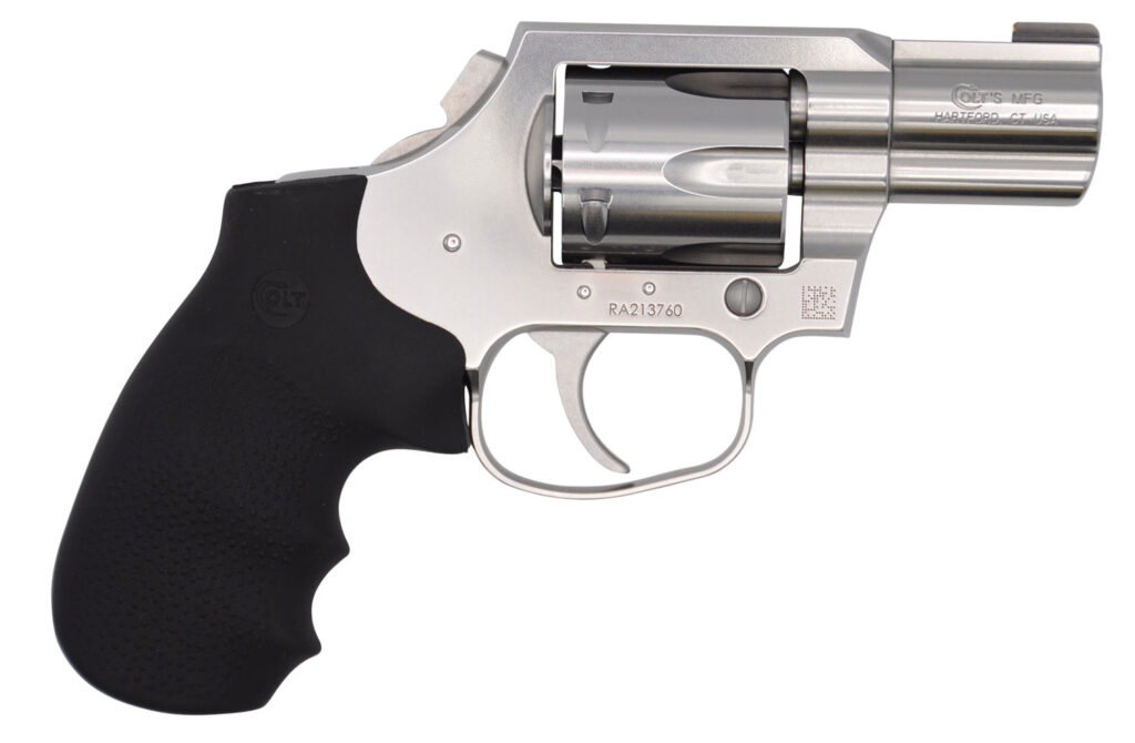 Colt Mfg KCOBRASB2BB King Cobra Carry 357 Mag 6 Shot 2″ DAO Brushed Stainless Steel Barrel, Cylinder & Frame, Black Hogue Rubber w/Finger Grooves Grip