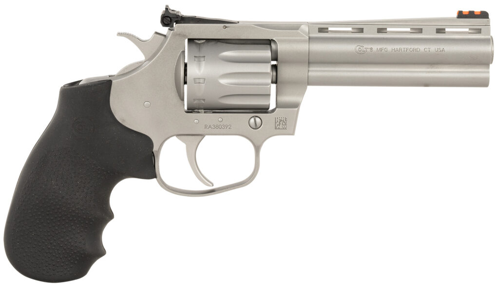 Colt Mfg KCOBRA22-SM4RFO King Cobra Target 22 LR 10 Shot 4.25″ Matte Stainless Steel Vent Rib Barrel, Matte Stainless Stainless Steel Frame & Cylinder, Black Hogue Overmolded Grip, Exposed Hammer