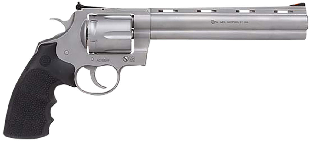 Colt Mfg PYTHONSM8RTS Python  357 Mag/38 Special 6 Shot 8″ Bead Blasted Vent Rib Barrel, Cylinder & Frame, Black Rubber Grip, Exposed Hammer