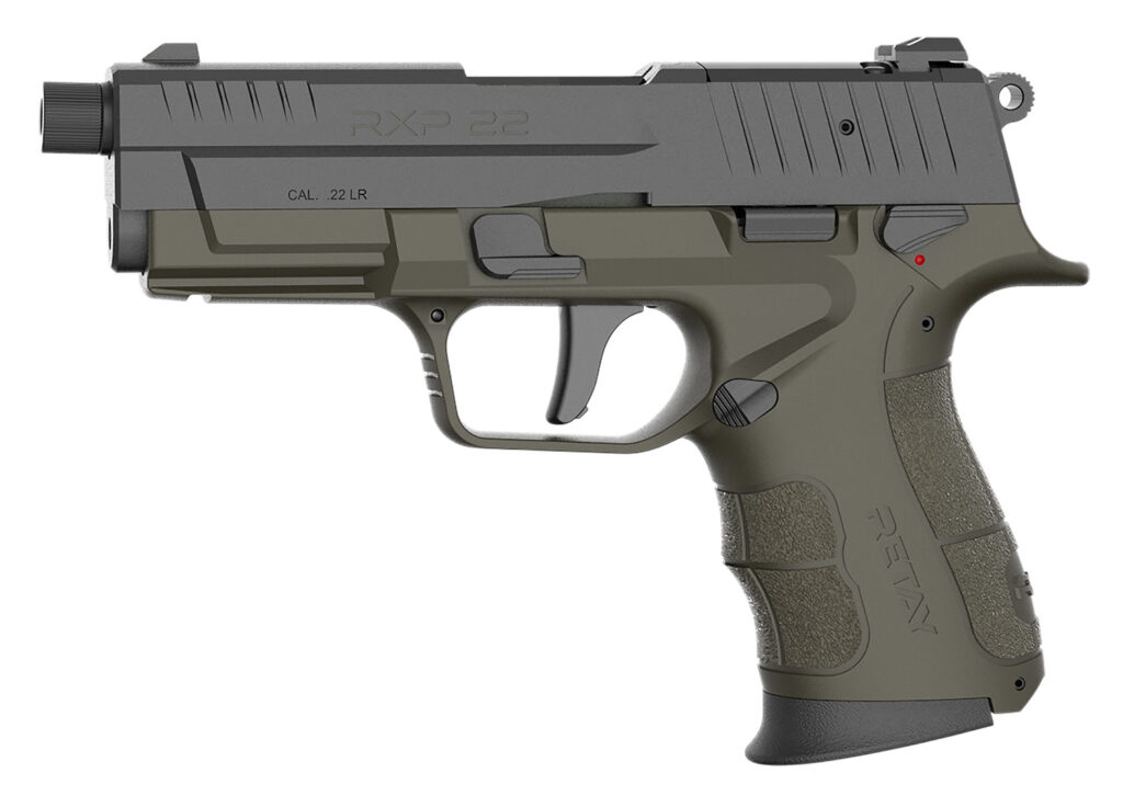 Retay USA RXP22ODBLKS10TH RXP 22 LR 10+1 4″ Threaded Barrel, Black Cerakote Optic Ready/Serrated Slide, OD Green Cerakote Polymer Frame w/Accessory Rail, RMR/RMSc Footprint