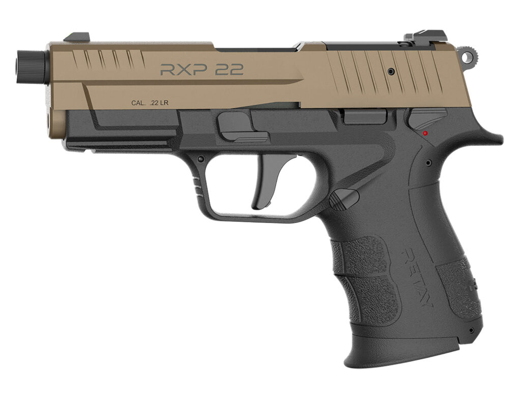 Retay USA RXP22BLKFDES13TH RXP 22 LR 13+1 4″ Threaded Barrel, Flat Dark Earth Cerakote Optic Ready/Serrated Slide, Black Cerakote Polymer Frame w/Accessory Rail, RMR/RMSc Footprint
