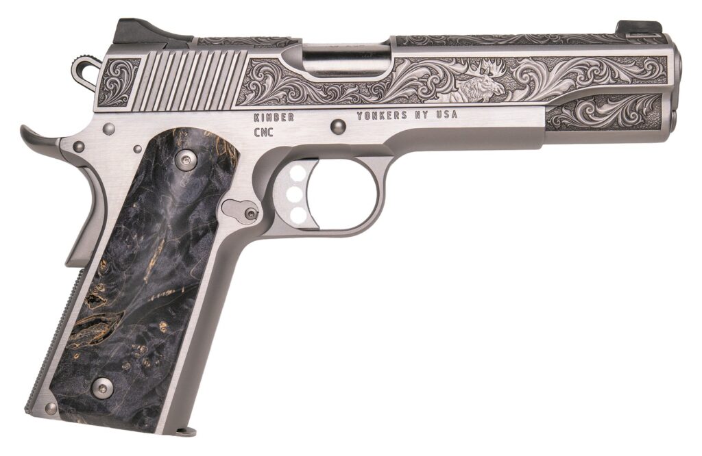 Cnc Firearms CNCWILDLIFE45 Kimber 1911 Wildlife Sports South Exclusive 45 ACP 7+1 5″ Burled Maple Wood Grip