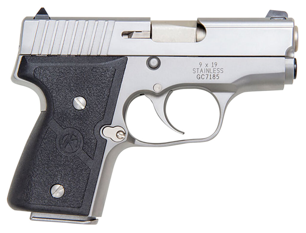 Kahr Arms M9093A MK *CA Compliant 9mm Luger Caliber with 3″ Barrel, 6+1 or 7+1 Capacity, Overall Matte Stainless Steel Finish, Serrated Slide & Textured Wraparound Black Nylon Grip
