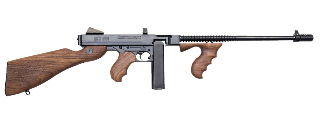 Thompson T5 1927A-1 Lightweight Deluxe 45 ACP Caliber with 16.50″ Barrel, 20+1 Capacity (Stick), Blued Metal Finish, Walnut Wood Stock Grip Right Hand