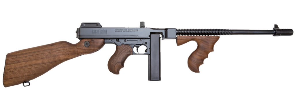 Thompson T114 1927A-1 Deluxe 45 ACP Caliber with 16.50″ Barrel, 20+1 Capacity (Stick), Blued Metal Finish, American Walnut Stock Wood Grip Fixed Compensator Right Hand