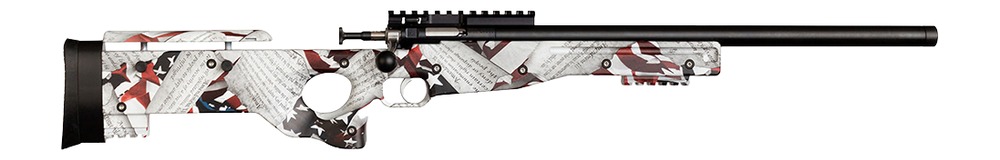 Crickett KSA2150-AMD Precision Ammendment 22 LR 1rd 16.10″ Blued Threaded Bull Barrel, Blued Receiver w/Crickettinny Rail, Red/White 2nd Amendment Writing Fixed Synthetic Stock