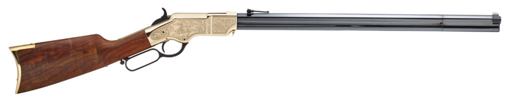 Henry H011D3 Original Deluxe 3rd Edition Full Size 44-40 Win 13+1 24.50″ Blued Octagon Barrel, Brass Polished Brass Receiver, Fancy American Walnut Wood Stock Ambidextrous