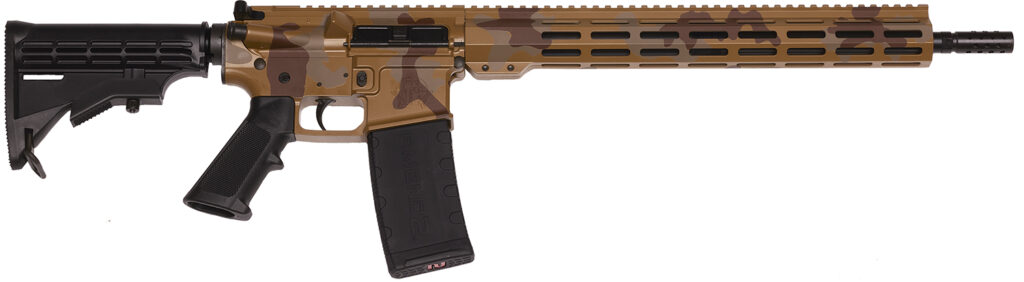 Great Lakes Firearms GL15223MSAH AR-15 Mission 223 Wylde 30+1 16″, Sahara Camo Rec/15″ M-Lok Handguard, Black Carbine Stock & A2 Grip, Muzzle Brake
