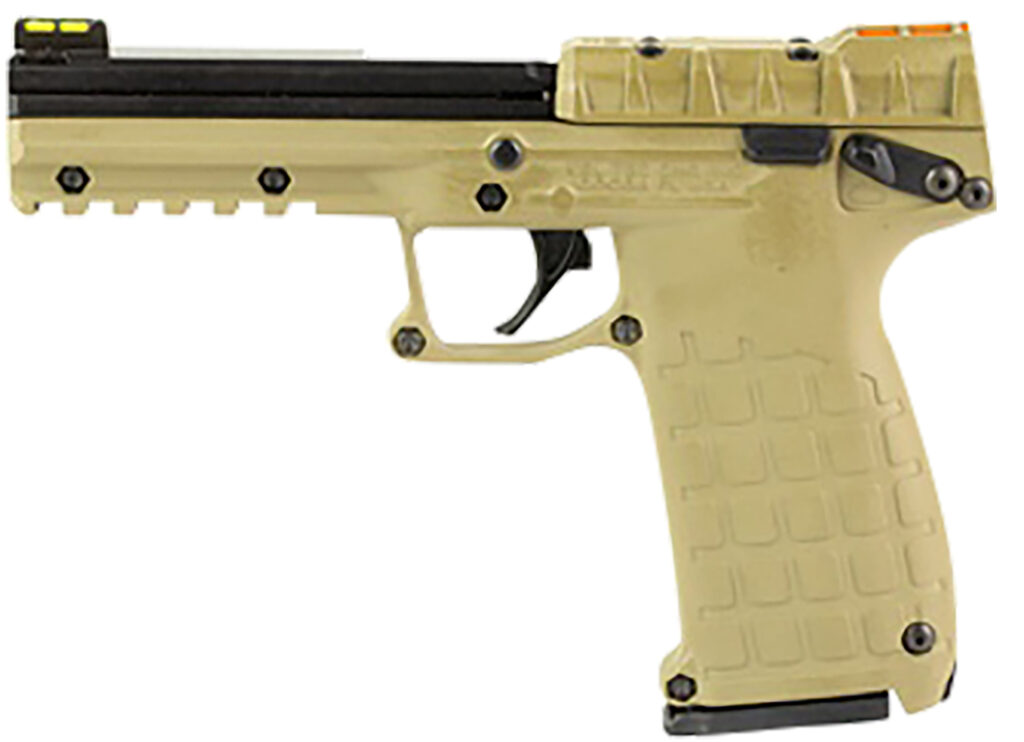 Kel-Tec PMR30TAN10 PMR30  22 WMR 10+1 4.30″ Black Fluted Steel Barrel, Black/Tan Serrated Slide, Tan Polymer Frame w/Picatinny Rail, Tan Textured Polymer Grip