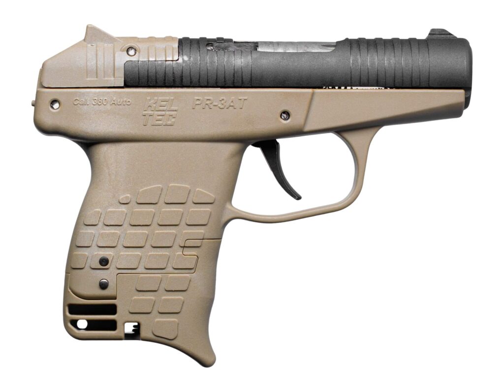 Kel-Tec PR3ATTAN PR-3AT Compact Frame 380 ACP 13+1 2.85″ Black Rotating Barrel Shroud, Tan Polymer Frame