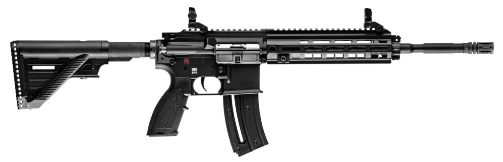 HK 81000402 HK 416  22 LR 10+1 16.10″ Black Steel Threaded Barrel Aluminum w/M-LOK & Picatinny Rail Black Aluminum Receiver Black Retractable Stock Right Hand