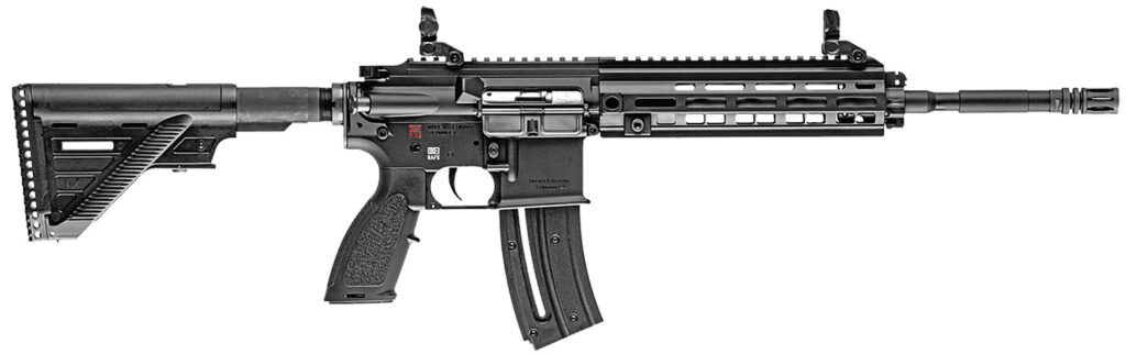 HK 81000401 HK 416  22 LR 20+1 16.10″ Black Steel Threaded Barrel Aluminum w/M-LOK & Picatinny Rail Black Aluminum Receiver Black Retractable Stock Right Hand