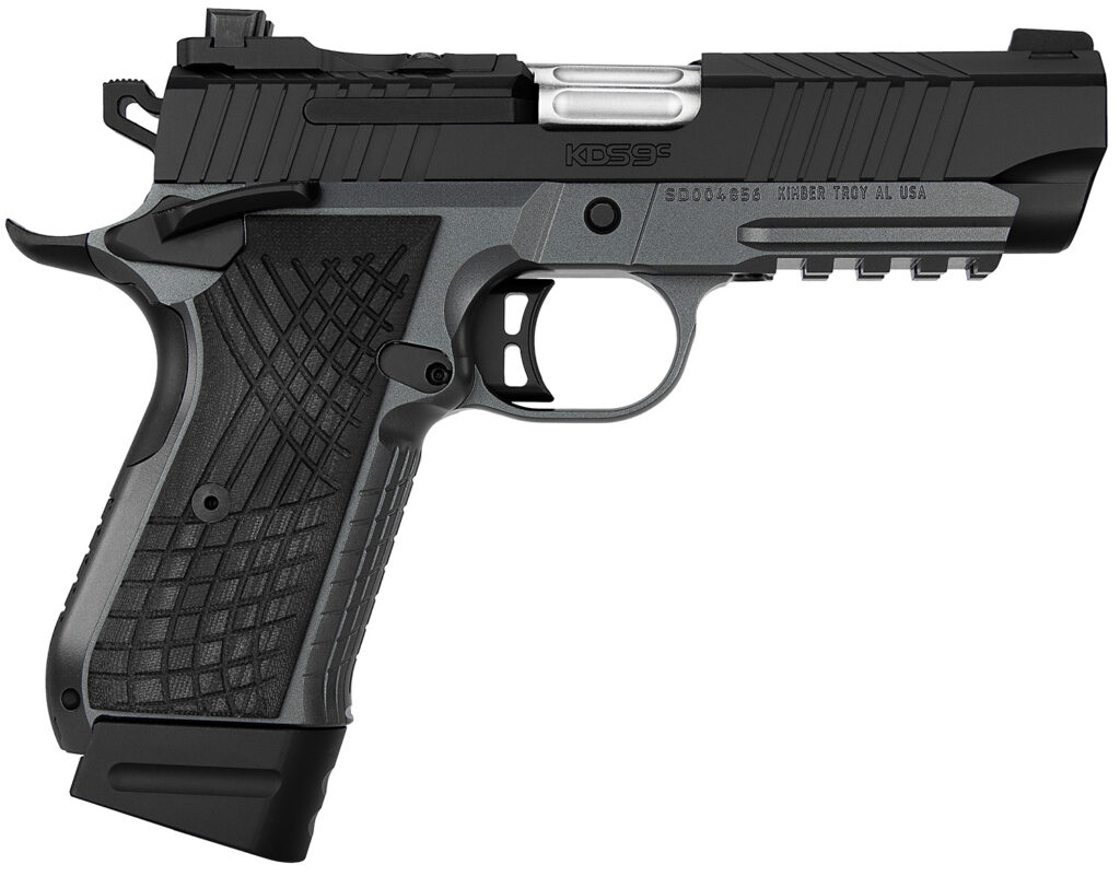 Kimber Mfg.,inc 3100015 KDS9C  9mm 15+1 4.09″ KimPro Gray/Black Front and Rear Serrations Stainless Steel Black Crosshatch cut G-10 Grip