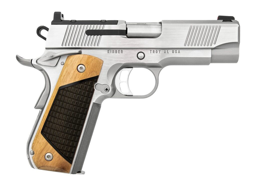Kimber Mfg, Inc 3500405 Next Generation Pro 9mm Luger 9+1 4″ Stainless Crowned Bull Barrel, Matte Stainless Steel Optic Ready/Serrated Slide, Matte Stainless Steel Frame w/Beavertail, Black Walnut w/G