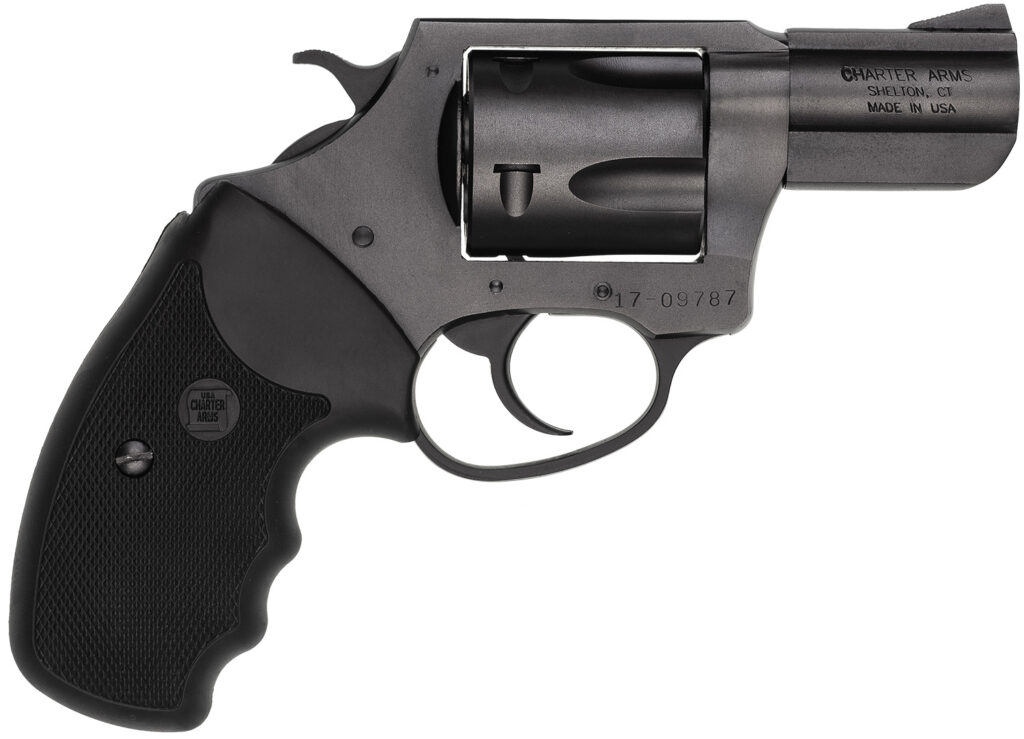 Charter Arms 13520 Mag Pug  Large 357 Mag, 5 Shot 2.20″ Black Ported Steel Barrel, Black Steel Cylinder & Frame w/Black Finger Grooved Rubber Grip